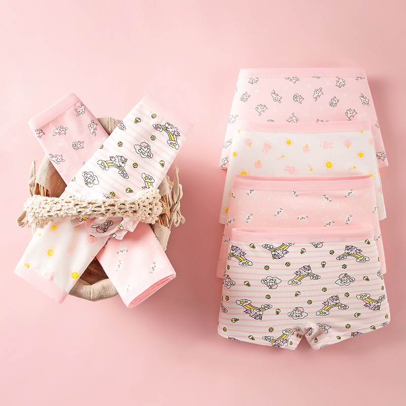 Combo 4 Quần Lót Bé Thiết Kế Đáng Yêu - Set 4 Quần Đùi Trẻ Em Cotton Mềm Mịn ZANABRA