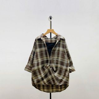 Set áo sơ mi bigsize nữ tay dài caro kèm áo ba lỗ co giãn thoải mái và thoáng khí hottrend 50 - 95KG  - Set (SM182+G245)