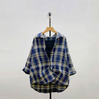 Set áo sơ mi bigsize nữ tay dài caro kèm áo ba lỗ co giãn thoải mái và thoáng khí hottrend 50 - 95KG  - Set (SM182+G245)