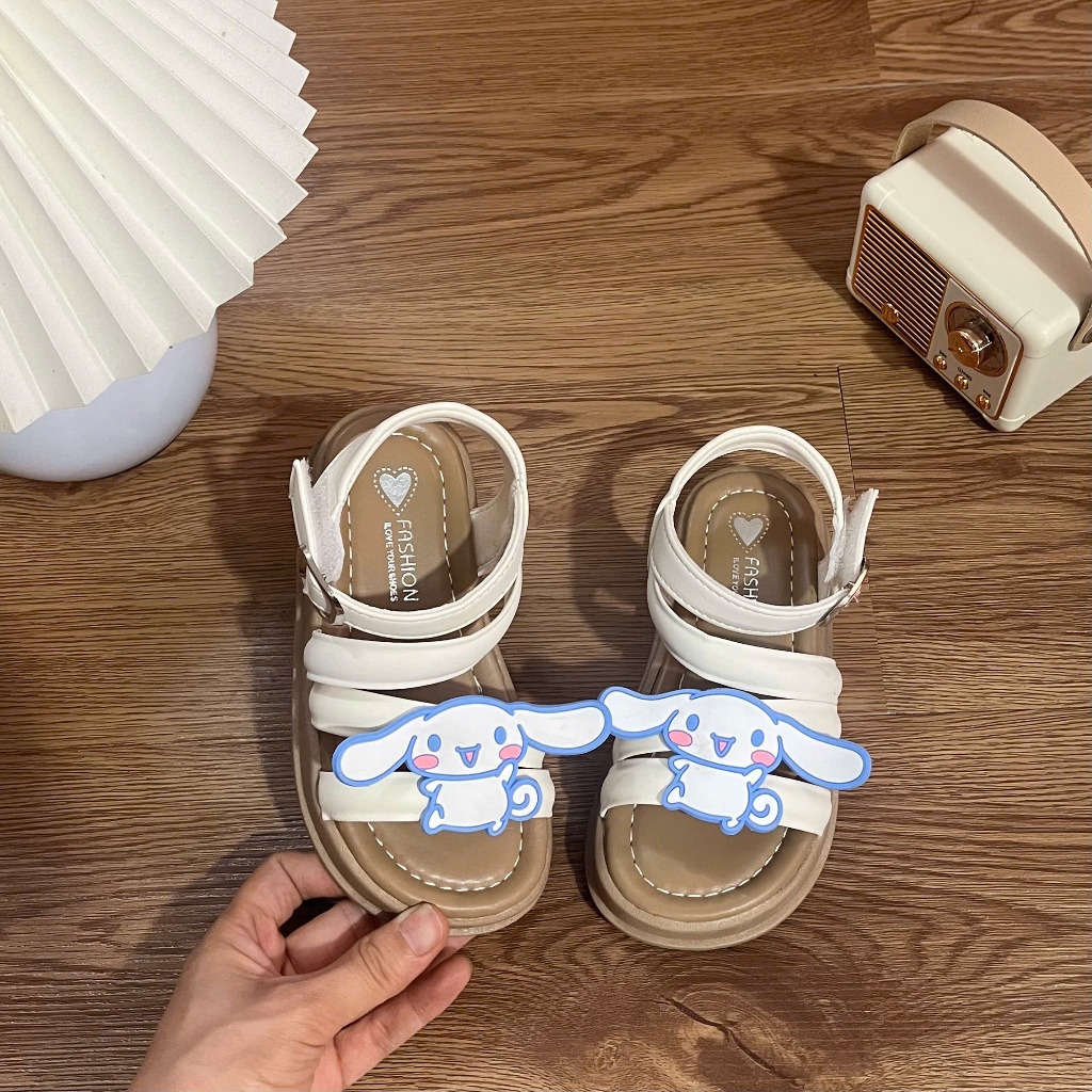 (hàng sẵn ) sandal cho bé dép quai hậu  cho bé da PU êm chân quai chéo đơn giản kiêu sa điệu đà êm chân cinnamoroll 8519