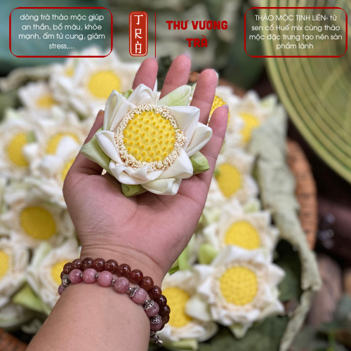 Trà hoa sen cổ Huế mix cùng thảo mộc hỗ trợ bổ máu đẹp da giảm stress đóng hộp giấy 5 set 1 hộp