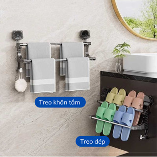 Giá Treo Khăn 2 Tầng Có Hút Chân Không Không Cần Khoan Tường Dán Siêu Chắc