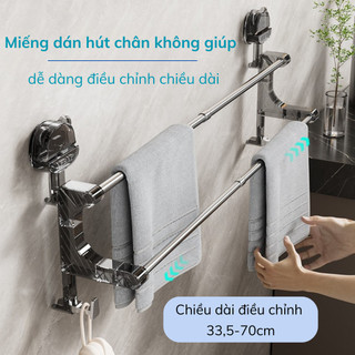 Giá Treo Khăn 2 Tầng Có Hút Chân Không Không Cần Khoan Tường Dán Siêu Chắc