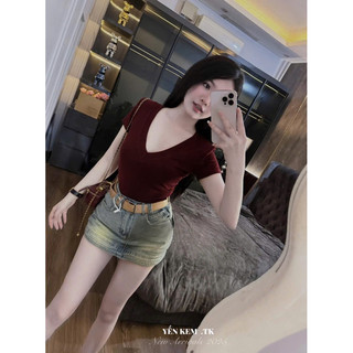 Áo cổ tim cộc có đệm vai 💯💝đi CHƠI, đi LÀM sang chảnh, xinh XINH đẹp tuyệt vời !!😘