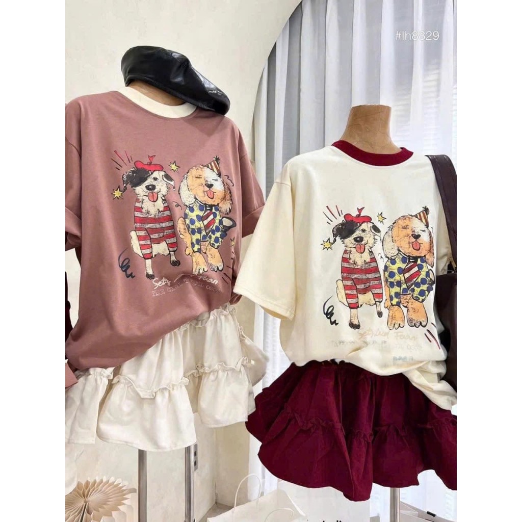 Set áo chân váy xòe bèo nhún chất liệu mềm mại, set đồ nữ mùa hè áo thun cotton chân váy ngắn cá tính HCOM25223