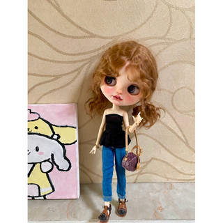 Set áo cúp ngực đen kèm quần jean dài size blythe,ob24,xinyi