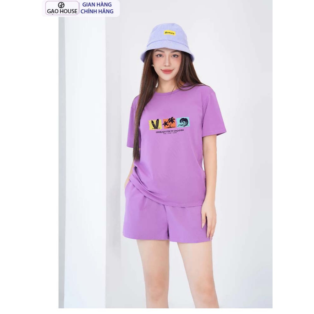 Ảnh Áo thun Unisex Gạo House chất cotton cao cấp, Áo phông biểm VACATION mix đi biển, mặc hàng ngày MAT23 2