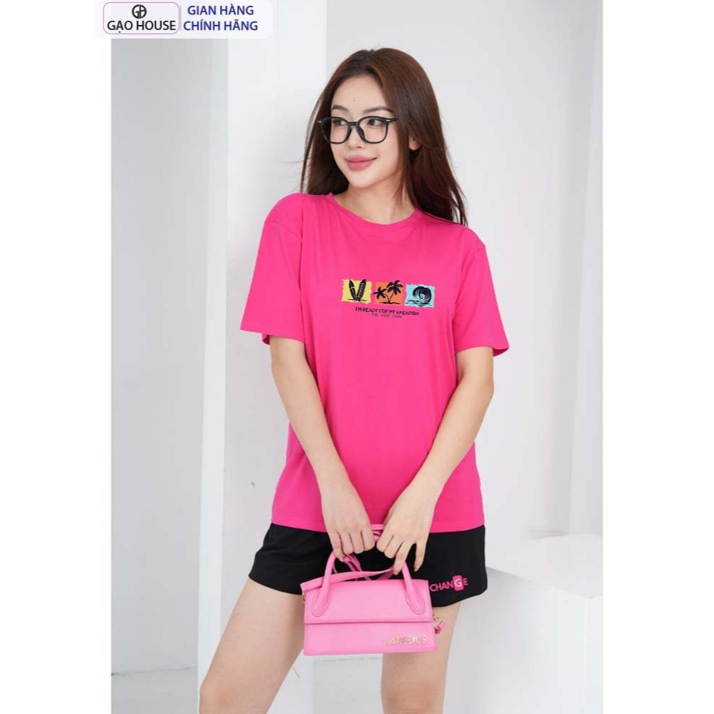 Ảnh Áo thun Unisex Gạo House chất cotton cao cấp, Áo phông biểm VACATION mix đi biển, mặc hàng ngày MAT23 1