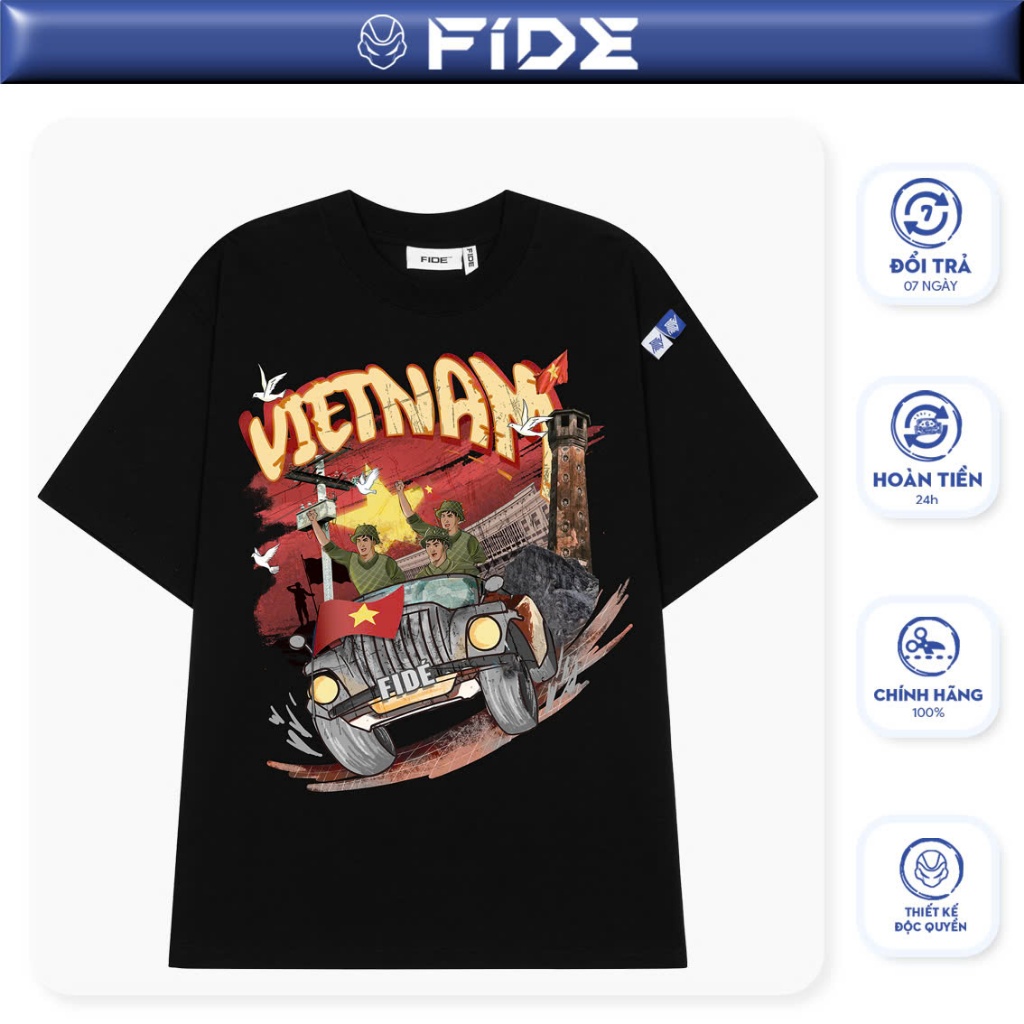 Ảnh Áo thun FIDE Việt Nam phông unisex form rộng local brand nam nữ cổ tròn oversize - AT167 1