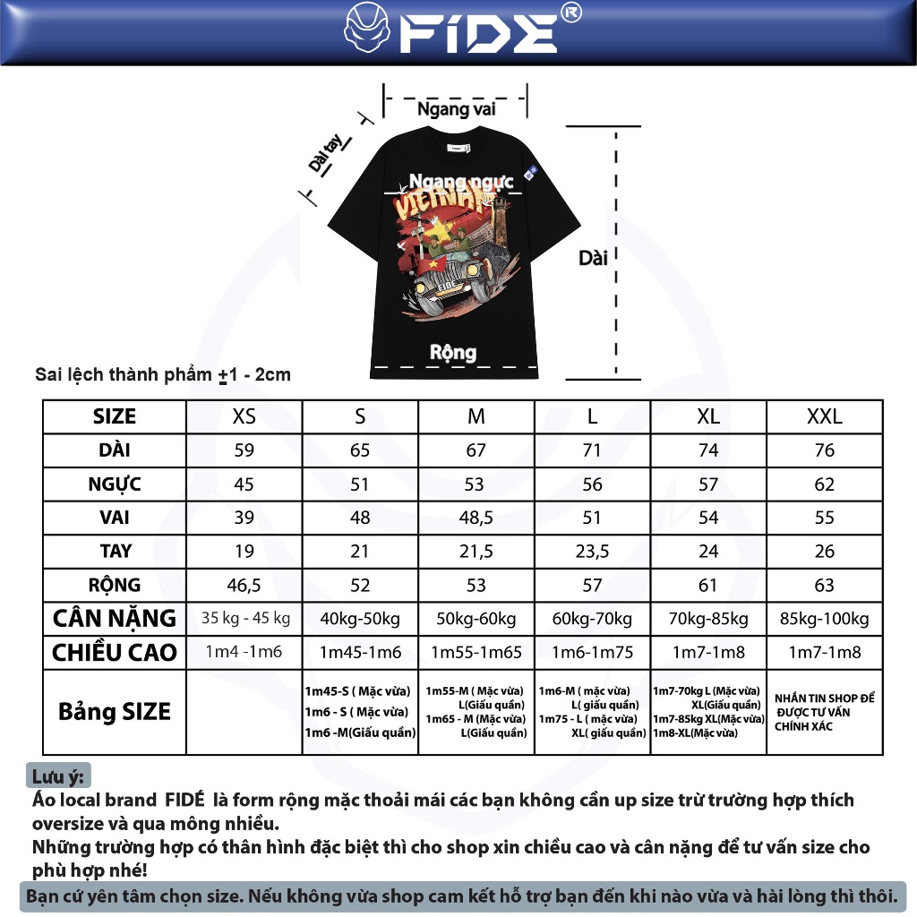 Ảnh Áo thun FIDE Việt Nam phông unisex form rộng local brand nam nữ cổ tròn oversize - AT167 3