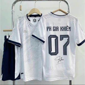 Bộ áo quần bóng đá,áo đá banh nam nữ m.k trắng in tên số theo yêu cầu, áo thể thao chất liệu mè