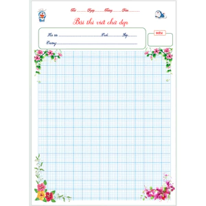 50 Tờ giấy luyện thi viết chữ đẹp 4 ô li, 2 mặt MẪU HOA - DOREMON - Giấy 100gsm khổ A4
