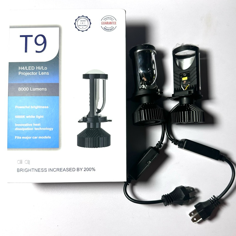 Đèn LED Bi Cầu Mini T9 Cao Cấp Nhất | 3 Ốc Chỉnh Góc - Chip LED 3750 - Chân H4 - Tặng Kèm Led Audi + Móc U TiTan