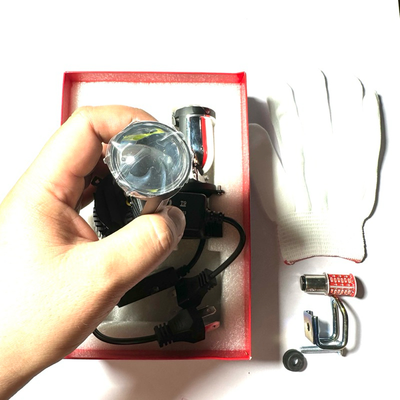 Đèn LED Bi Cầu Mini T9 Cao Cấp Nhất | 3 Ốc Chỉnh Góc - Chip LED 3750 - Chân H4 - Tặng Kèm Led Audi + Móc U TiTan