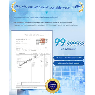 Greeshow Portable Water Purifier 8000L – Lightweight, Outdoor & Emergency Use
