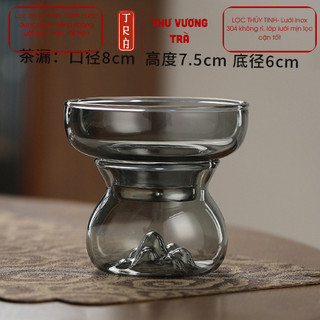 Lọc trà thủy tinh, lưới inox 304 mịn lọc cặn nhỏ dễ dàng và có ngăn chứa nước không ướt bàn trà