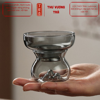 Lọc trà thủy tinh, lưới inox 304 mịn lọc cặn nhỏ dễ dàng và có ngăn chứa nước không ướt bàn trà