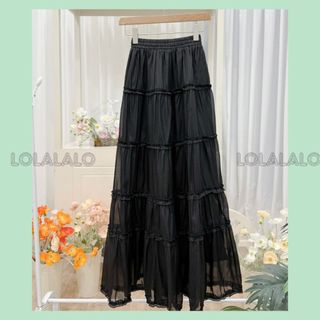 Chân váy dài 100cm xòe bồng 5 tầng voan tơ 2 lớp Freesize màu Hot Trend Mùa Hè Đi biển