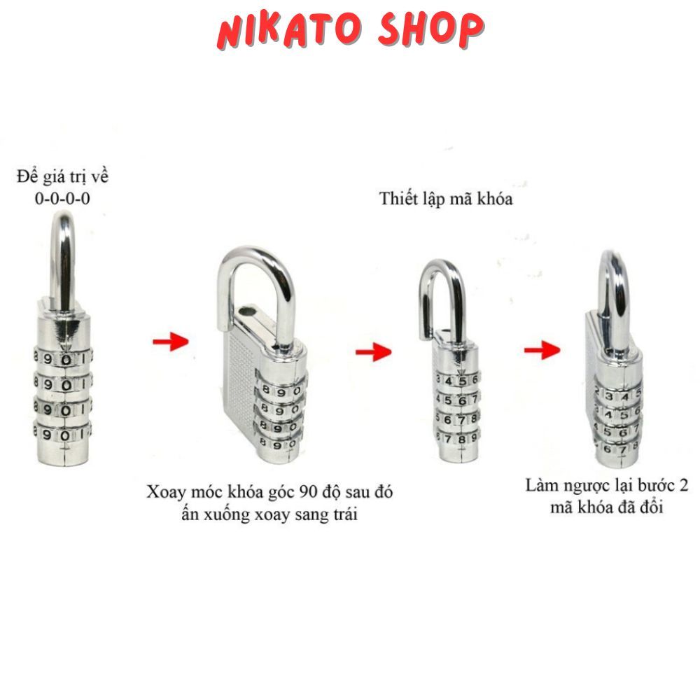 Ổ khoá số, ổ khóa mini khóa vali chất liệu inox chống gỉ, khóa mã số an toàn, chắc chắn