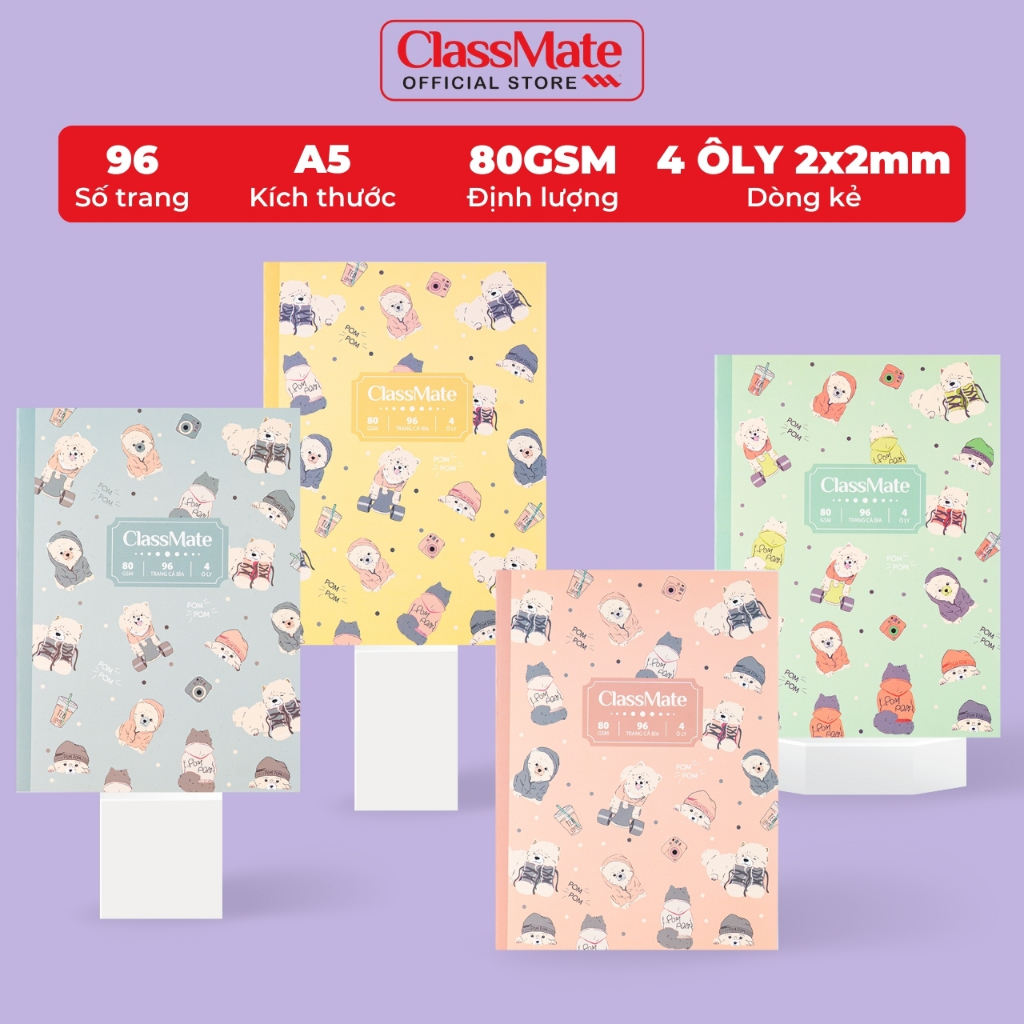 Tập Học Sinh Miền Nam A5 Classmate Vở 4 Ô Ly 80gsm 96 Trang Vở 4 Ô Li 2x2mm Vở Học Sinh Tập Viết Ghi Chép Bài NA5-09-008