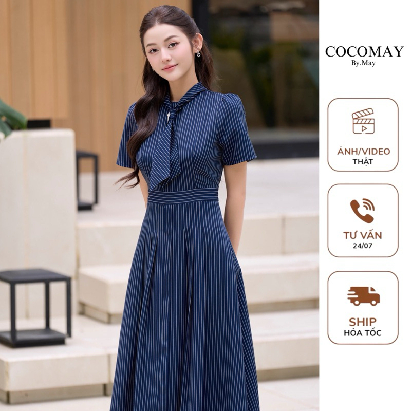 COCOMAY Đầm phối cổ nơ kiểu dáng thanh lịch Nữ Women Dress | Shopee ...