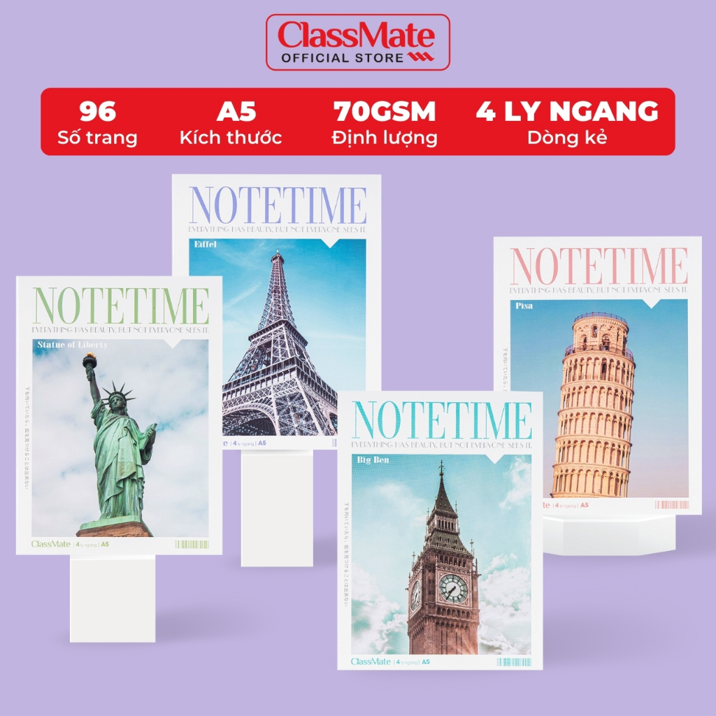 Tập Học Sinh Miền Nam A5 Classmate Vở 4 Ly Ngang 70gsm 96 Trang Vở 4 ÔLi Vở Học Sinh Cấp 1 Tập Viết Ghi Bài NA5-09-011