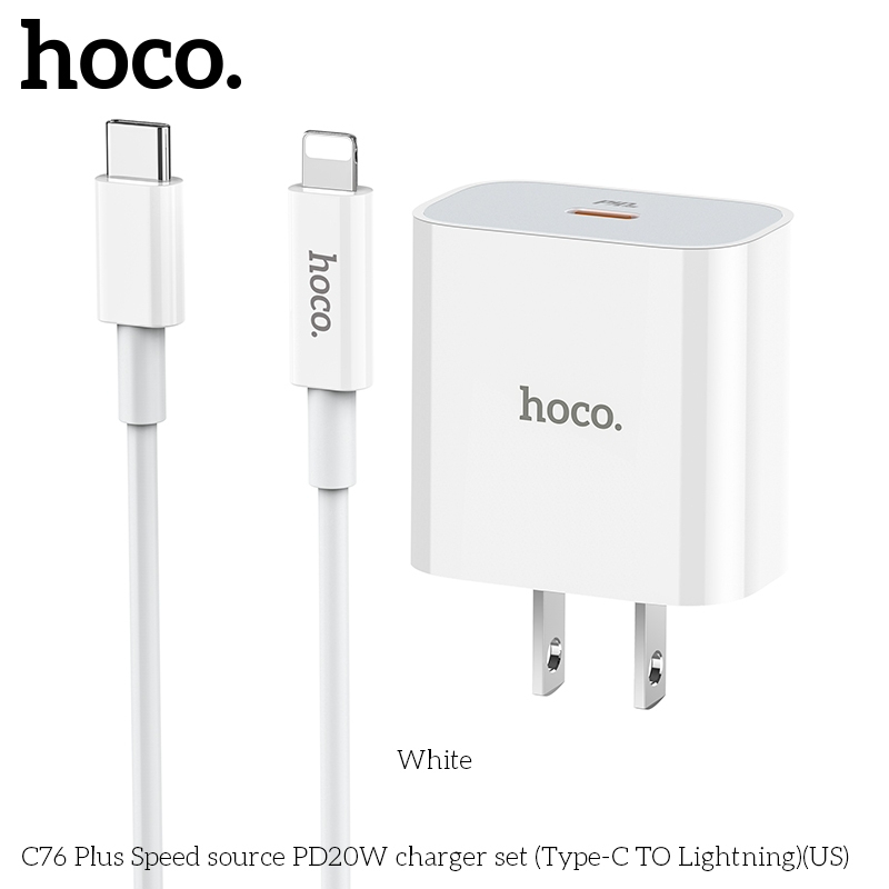 Bộ Sạc Chính Hãng Hoco C76 Plus PD20W Chất Liệu PC + ABS Chống Cháy - An Toàn Tiện Lợi