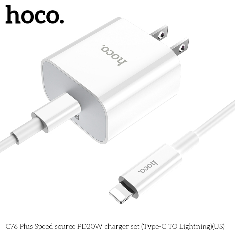 Bộ Sạc Chính Hãng Hoco C76 Plus PD20W Chất Liệu PC + ABS Chống Cháy - An Toàn Tiện Lợi