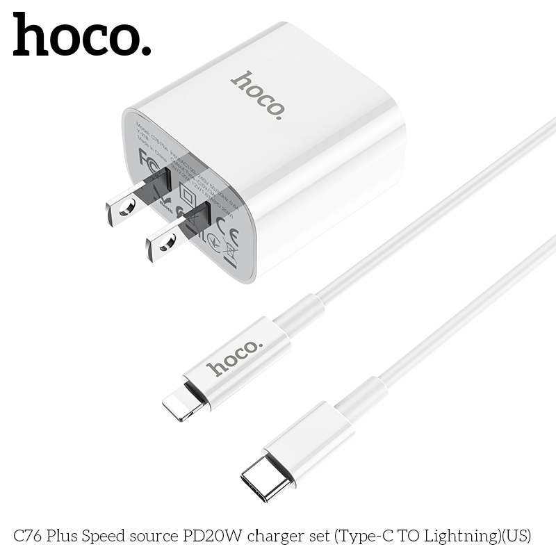 Bộ Sạc Chính Hãng Hoco C76 Plus PD20W Chất Liệu PC + ABS Chống Cháy - An Toàn Tiện Lợi