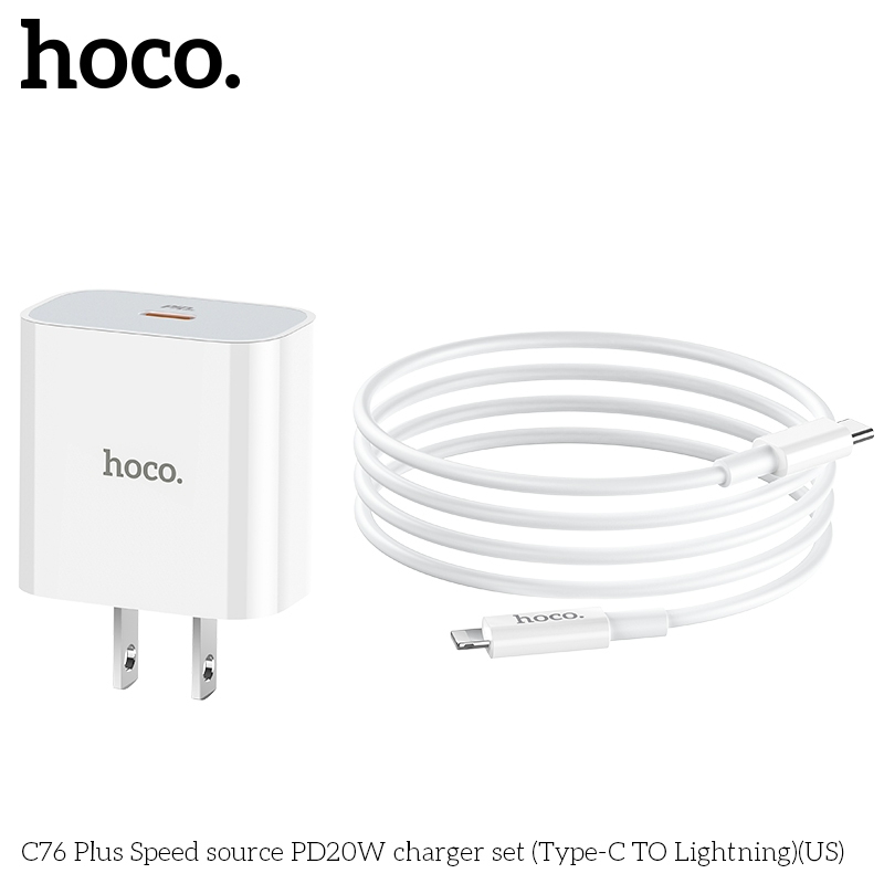 Bộ Sạc Chính Hãng Hoco C76 Plus PD20W Chất Liệu PC + ABS Chống Cháy - An Toàn Tiện Lợi