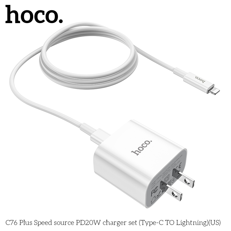 Bộ Sạc Chính Hãng Hoco C76 Plus PD20W Chất Liệu PC + ABS Chống Cháy - An Toàn Tiện Lợi