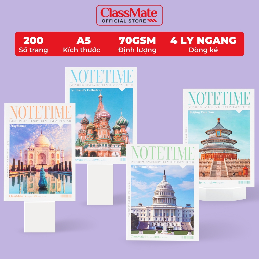 Tập Học Sinh Miền Nam A5 Classmate Vở 4 Ly Ngang 70gsm 200 Trang Vở 4 ÔLi Vở Học Sinh Cấp 1 Tập Viết Ghi Bài NA5-20-012