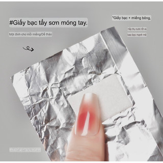 Giấy bạc ủ phá sơn gel cắt sẵn kèm bông gòn - bịch 50 cái
