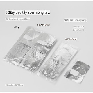 Giấy bạc ủ phá sơn gel cắt sẵn kèm bông gòn - bịch 50 cái