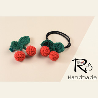 Dây buộc tóc quả cherry xinh xắn cho nữ và bé gái 5cm |Đồ cột tóc hình hoa quả |Shop Rô Handmade
