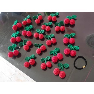 Dây buộc tóc quả cherry xinh xắn cho nữ và bé gái 5cm |Đồ cột tóc hình hoa quả |Shop Rô Handmade