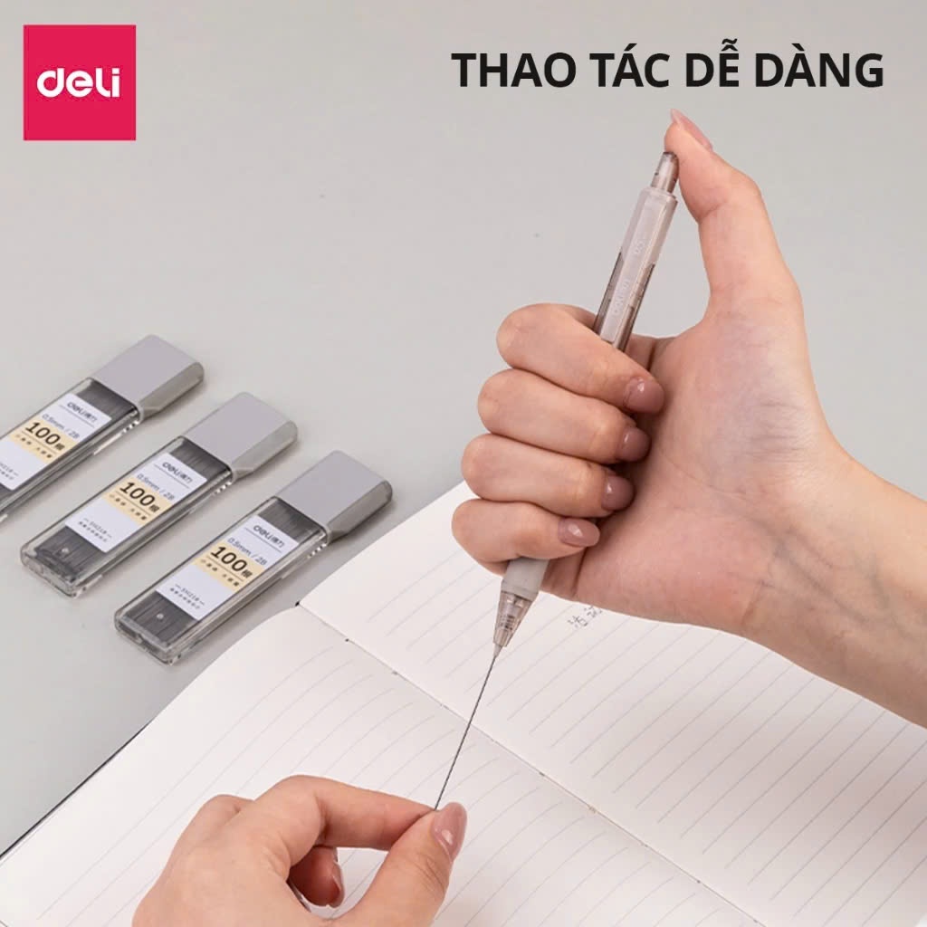 Ruột Bút Chì Kim 0.7mm Deli - Ngòi Chì Kim 100 Chiếc HB 90mm, Lõi Chì Bấm Nhỏ Gọn Tiện Lợi Cho Học Sinh
