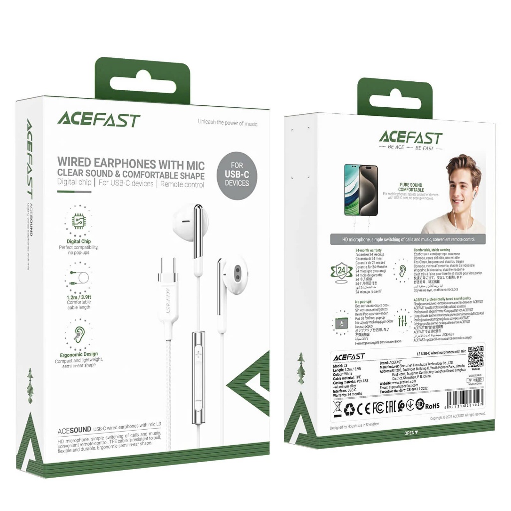 Ảnh Tai nghe ACEFAST L3 Type C - Thiết kế công thái học, Âm thanh Hi-fi, Hàng Chính hãng 4