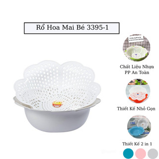 Rổ nhựa hoa mai  2 in 1 Việt Nhật màu sắc tươi tắn bền đẹp 3395-1