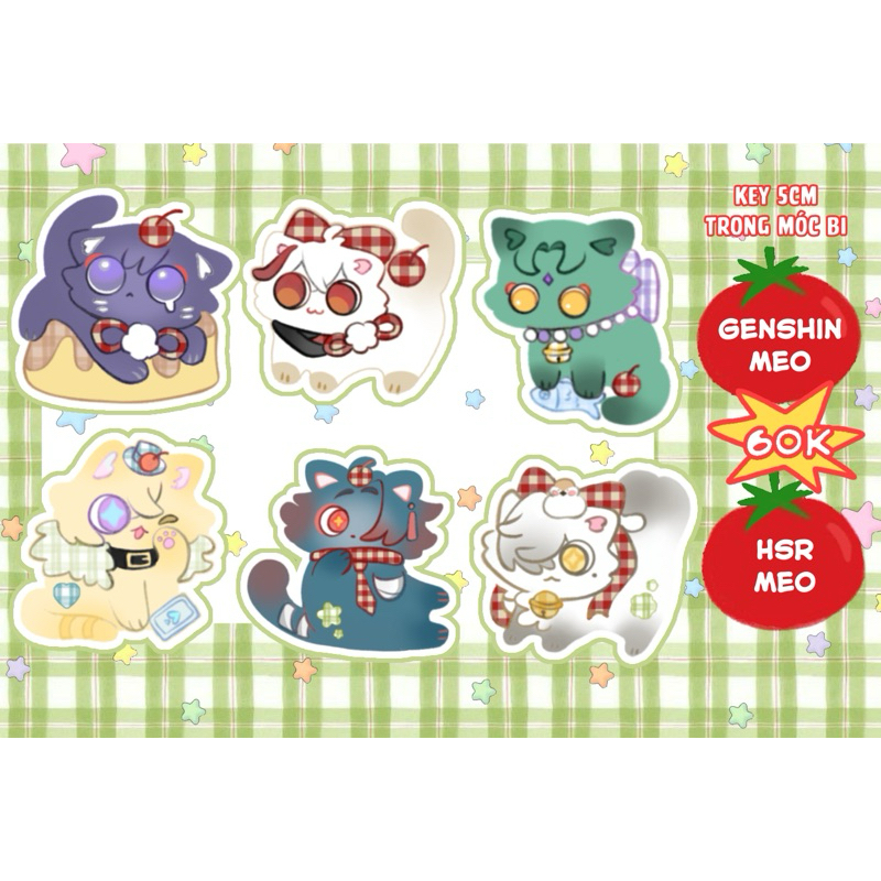 Keychain Meo Meo Genshin và Honkai nền trong 5cm | Shopee Việt Nam