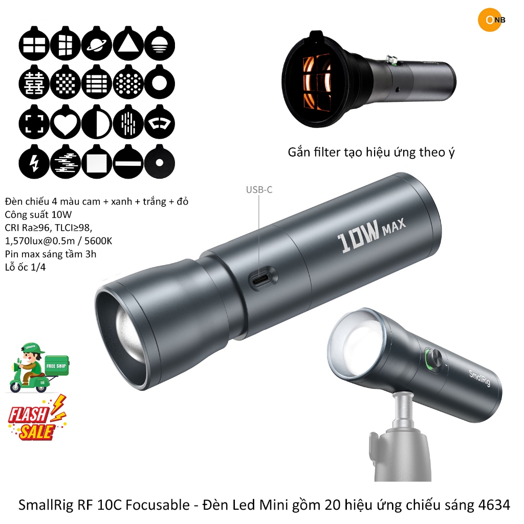 SmallRig RF 10C Focusable - Đèn Led Mini gồm 20 hiệu ứng chiếu sáng ...