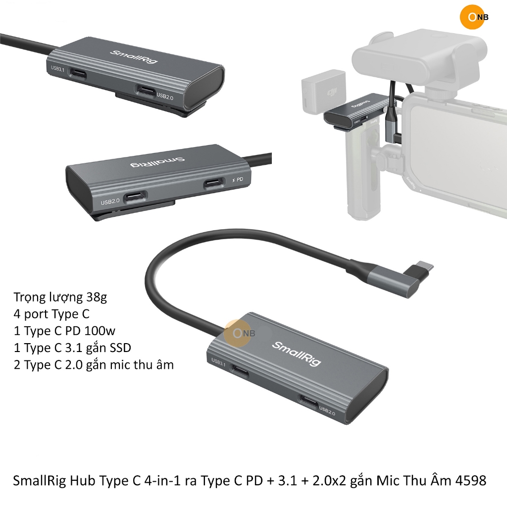 SmallRig Hub Type-C 4-in-1 Type C-100w + xuất SSD - gắn Mic Thu Âm I ...
