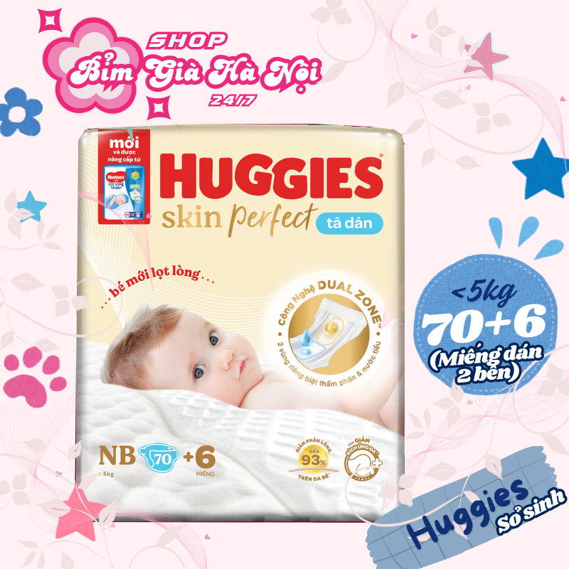 Combo gói) Tã dán sơ sinh Huggies 70+6 siêu rẻ siêu mềm #huggies