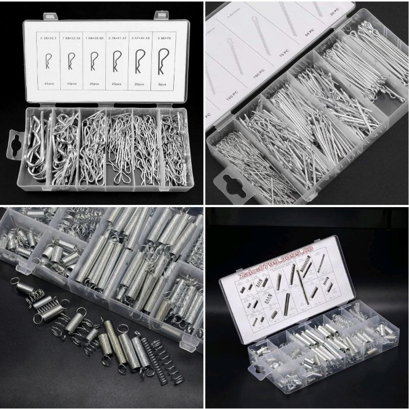 Hộp chốt chẻ 555 cái, Chốt chữ R 150 cái, Hộp long đèn 900 cái, Hộp lò ...