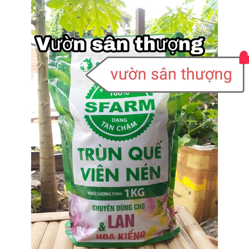 Phân Trùn Quế Viên Nén, Sfarm Đặng Gia Trang Tan Chậm Gói 1 kg Kích Chồi, Tạo Rễ, Hệ Vi Sinh Có Lợi cho Lan, Cây, Hoa