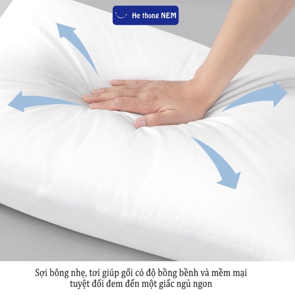 Ảnh Ruột Gối Hơi Cao Cấp He thong NEM 50x70 Lõi Gối Đầu Bông Gòn Người Lớn Nằm Ngủ Chuẩn Khách Sạn 5 Sao Cao Cấp 4