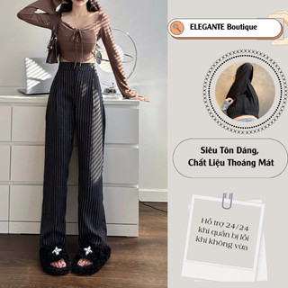Quần Dài Nữ Ống Rộng, Quần Ống Rộng Nữ Sọc Dài ELEGANTE Boutique Dễ Mang Thời Trang Nữ Dạo Phố