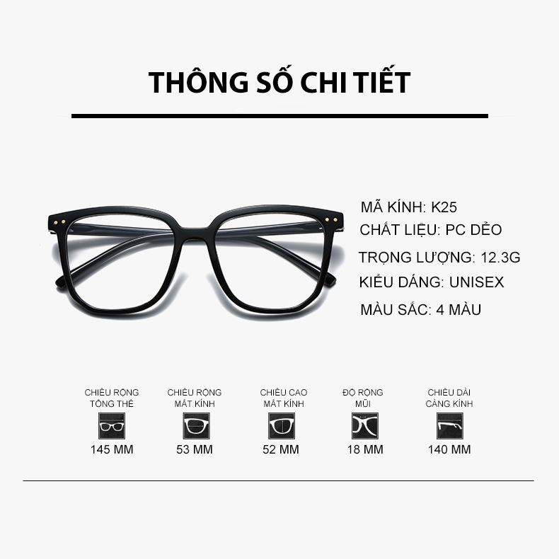 [ChicBond] Kính thời trang Unisex Mắt Kính Nửa Gọng Vuông Chống Ánh Sáng Xanh Phong Cách Hàn Quốc