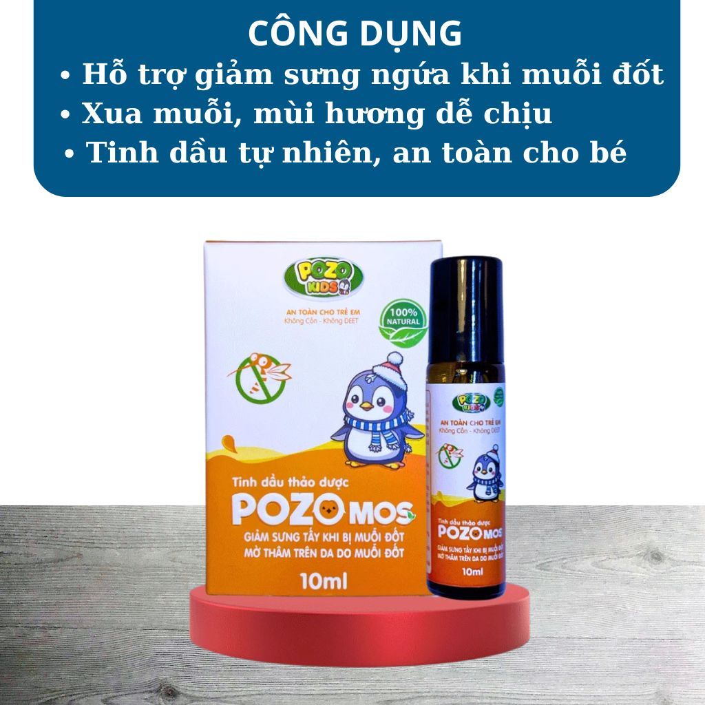 Ảnh Thanh Chấm Vết Muỗi Đốt Pozomos - Giảm Sưng Ngứa Do Muỗi, Côn Trùng Đốt - Không Cồn, Không DEET HÀNG CHUẨN 1
