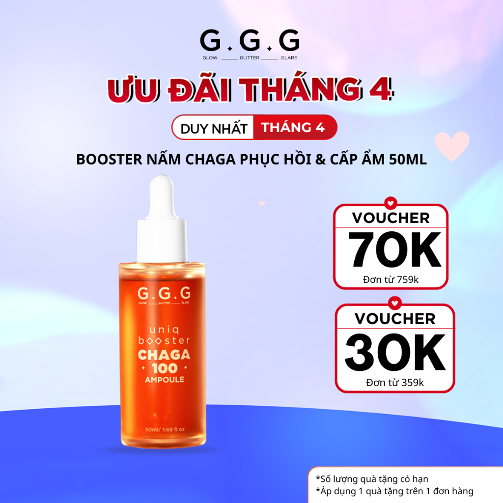 Ảnh [KOL LIVE] Booster Nấm Chaga Phục Hồi, Dịu Da Và Cấp Ẩm Chuyên Sâu - G.G.G Uniq Booster Chagga 100 Ampoule 50ml 1